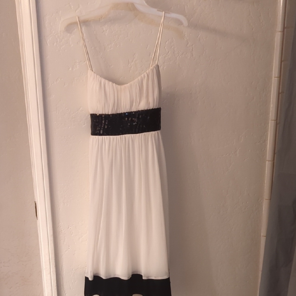 Elegant White and Black Women's Dress